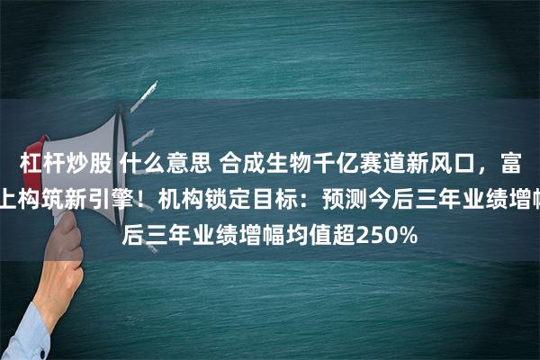 杠杆炒股 什么意思 合成生物千亿赛道新风口，富祥药业乘风而上构筑新引擎！机构锁定目标：预测今后三年业绩增幅均值超250%